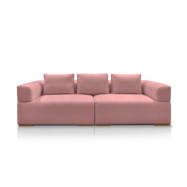 Imagem de Sofá Bipartido 4  Lugares com Almofadas Soltas 280cm Nuuk Linho Rosê G63 - Gran Belo