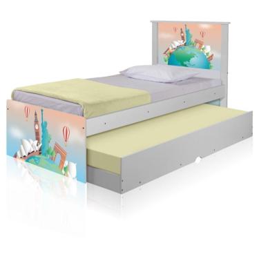 Imagem de Bicama Juvenil Adesivada Volta Ao Mundo Com Colchões