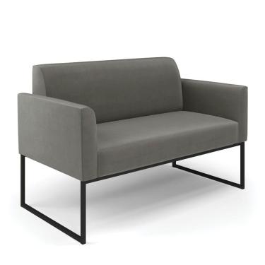 Imagem de Sofá Namoradeira Base Industrial Preto Marisa Suede Cor Grafite