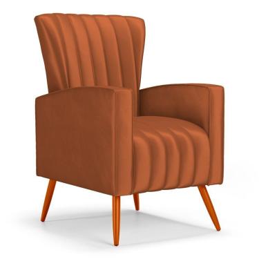 Imagem de Poltrona Decorativa Melody Com Pés Palito Veludo Terracota - Desk Design
