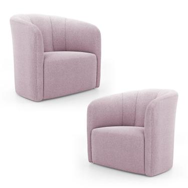 Imagem de Kit 02 Poltronas Decorativas Abby Bouclê Rosê - Desk Design