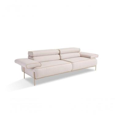 Imagem de Sofá Fixo 03 Lugares 2,60 Mt Tecido Bege Pés Metal Inori - Bege