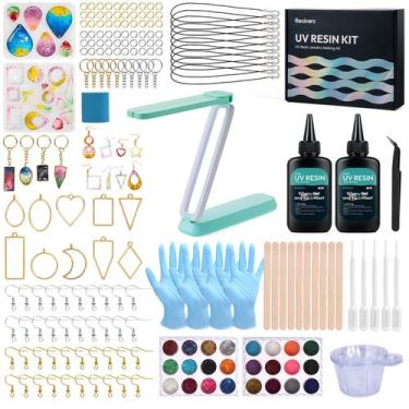 Imagem de Kit de Resina UV Resiners 190 Peças para Confecção de Joias com Lâmpad