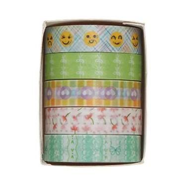 Imagem de Fita Washi Floral Romântica 5 Rolos Fita Decorativa Fofa DIY Fresca Pa