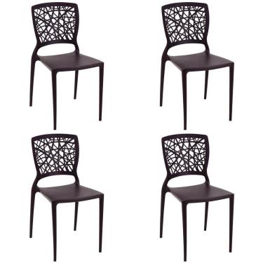 Imagem de Conjunto 4 Cadeiras Tramontina Joana Em Polipropileno E Fibra De Vidro Marrom 92058109