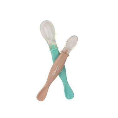 Imagem de Colheres Duplas Clingo Colors Neutro - Kit Prático para Bebês (2 Unida