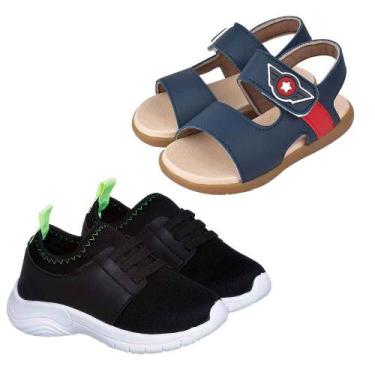 Imagem de Kit 2 Pares Sandalia Infantil Menino Tenis Sem Cadarço Leve - mimoflex
