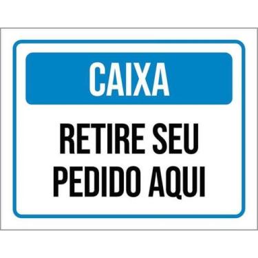 Imagem de Placa Sinalização - Caixa Retire Seu Pedido Aqui Azul - Sinalizo