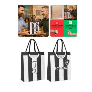Imagem de Kit 2 Sacola Papel Off-Set Alça Gorgurão Botafogo Presente - Brasfoot