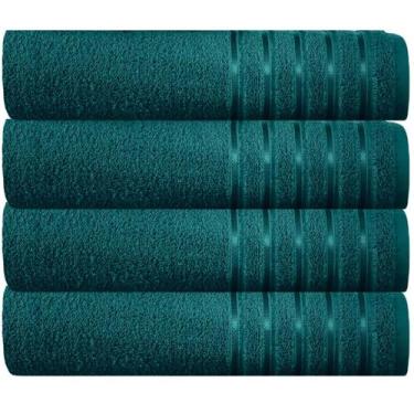 Imagem de Kit 4 Toalhas Banhão 100% Algodão 90x150 Cm Teka Comfort, Verde Escuro
