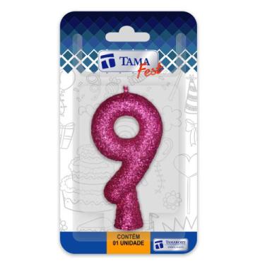 Imagem de Vela de aniversário Número Pink Nº 9 com 10 un. - TAMAROZZI EMBALAGENS