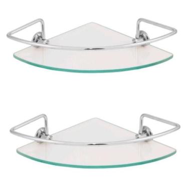 Imagem de Kit 2 Suporte Prateleira Porta Shampoo Canto Vidro Banheiro - gmc meta