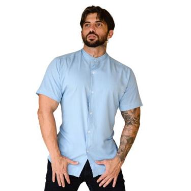 Imagem de Camisa Social Masculina Gola Padre Manga Curta Slim Fit - Mitchelgutto
