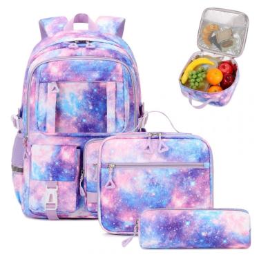 Imagem de Mochila escolar PIG PIG GIRL galaxy 3 em 1 com lancheira e estojo, estilo ita bag