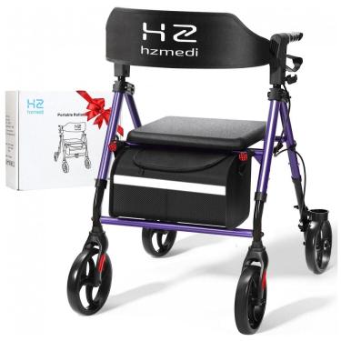 Imagem de Andador para Idosos Roxo: Leve, Dobrável, Resistente, Ajustável em Altura, com Rodas de 20cm para Todo Tipo de Terreno. HZ HZMEDI