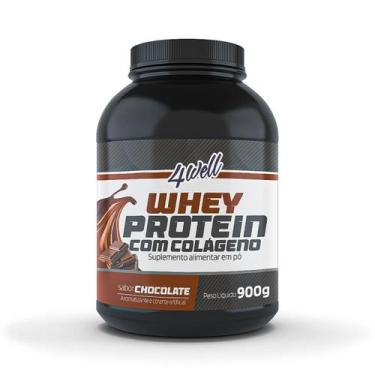 Imagem de Whey Protein com Colágeno 900g 4well Sabor:Baunilha, Chocolate