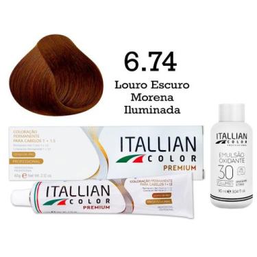 Imagem de Kit Coloração Itallian Color 6.74 Louro Escuro Morena Iluminada + Oxi 