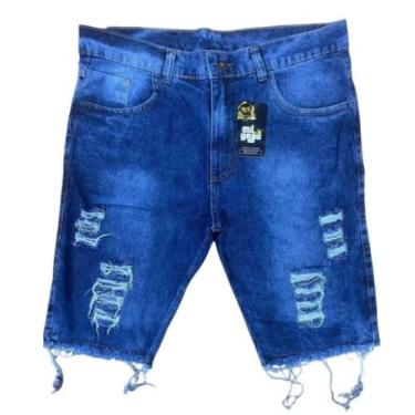 Imagem de Bermuda Jeans Masculina Rasgada - Mil Grau Jeans, Azul, 48