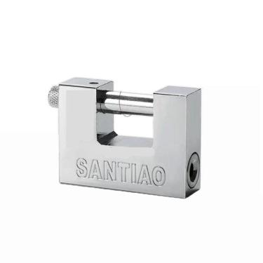 Imagem de Cadeado retangular de 60 mm anti-corte e antifuro com 3 chaves