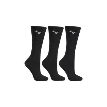 Imagem de Meias Mizuno Trimiz Kit 3 Peças Cano Alto, Preto, 39-44