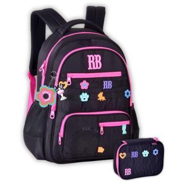 Imagem de Kit Mochila Rebecca Bonbon Costas E Estojo Escolar 100 Pens Cor:Preto,