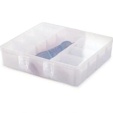 Imagem de Caixa Organizadora Multiuso 18,5x17,7x4,8 Cm - 9 Divisórias - Plasutil