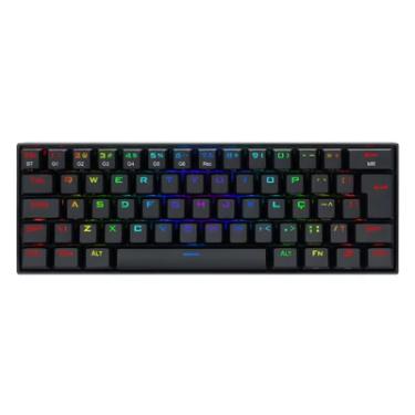 Imagem de Teclado Gamer 60% Sem Fio Redragon Draconic, Preto, Switch Outemu Mk2 Brown, Abnt2, Bluetooth 5.0 - K530RGB (BROWN)
