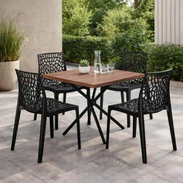 Imagem de Mesa 0,75 X 0,75 Amendoa com Preto Sala de Jantar Restaurante Sorveter