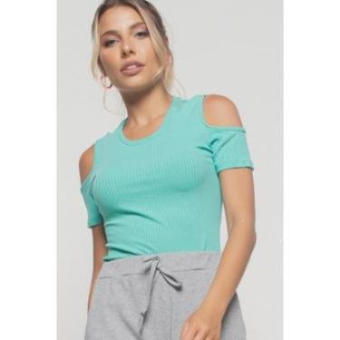 Imagem de Blusa Canelada Manga Curta Ombro Vazado Salvatore Fashion-Feminino