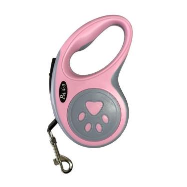 Imagem de Guia Retrátil para Pet OEM LR-0160 para Cachorro Até 6kg em Plástico ABS Nylon Metal TPE PP Rosa 3m 1 Unidade