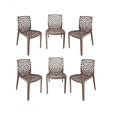 Imagem de Kit 6 Cadeiras Gruvyer Estrutura em Plástico Fendi para Restaurante Cafeteria Recepção