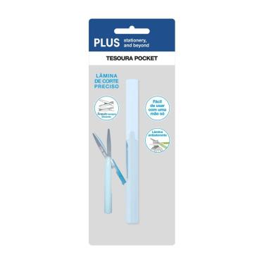 Imagem de Tesoura Pocket Antiaderente Plus Pentel Azul Pastel