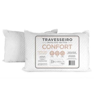 Imagem de Travesseiro Tradicional Confort 50CM X 70CM Matelado para Dormir em 100% Poliéster com Fibra Siliconada Toque Extra
