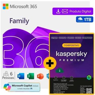 Imagem de Microsoft 365 Family com Copilot: 6 usuários + Kaspersky Antivírus Pre
