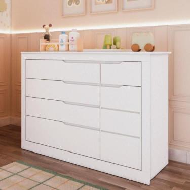 Imagem de Cômoda de Bebê Fraldário 1 Porta 5 Gavetas Cléo Carolina Baby Branco F