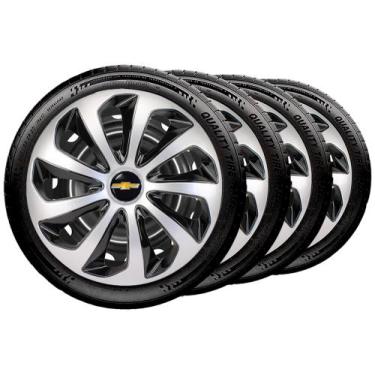 Imagem de Jogo 4 Calotas 15 Velox Prata Preta Gm Meriva Agile Prisma - Elitte