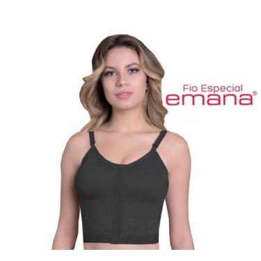 Imagem de Sutiã Pós Cirúrgico Longo Reforçado Renda Em Emana New Form, GG, Preto