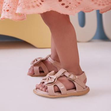 Imagem de Sandalia Bebe Laço Flor Confortavel Festa Batizado Pimpolho Cor:NudeTa