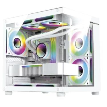 Imagem de Gabinete Gamer Hayom Gb1797 Com 4 Fans Rgb Com Vidro Branco - BRAZIL P