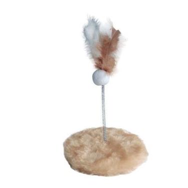 Imagem de Brinquedo Arranhador Hello Pet Redondo Pelúcia Bege para Gatos