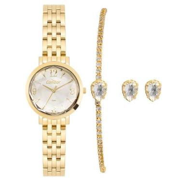 Imagem de Kit Relógio Condor Feminino Elegante Dourado - CO2035OAT/K4X