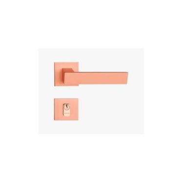 Imagem de Fechadura Externa Porta De Madeira Broca 55Mm Roseta Quadrada Rose - P