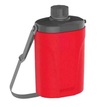 Imagem de Cantil Termico Safari Garrafa Agua Gelada Camping 1 Litro Vermelho C/ 