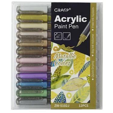Imagem de Estojo Marcador Artístico Acrylic Paint Brush 12 Cores Molin Metalizad
