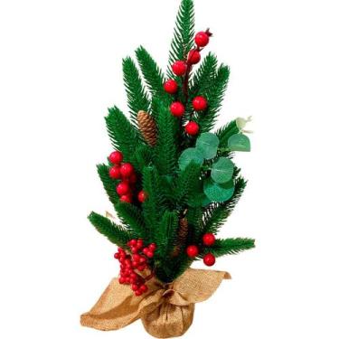 Imagem de Árvore de Natal 40 CM Pequena Decorada Mini Pinha Azevinho - Bela Flor