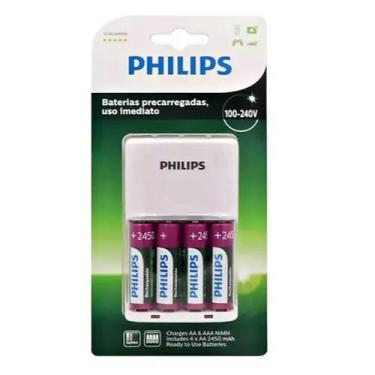 Imagem de Carregador Pilhas Philips SCB2445NB C/ 04 Pilhas AA 2450mAh