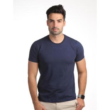 Imagem de Camiseta Masculina Básica Lisa Azul Marinho 100% algodão ORIGINAL - IM
