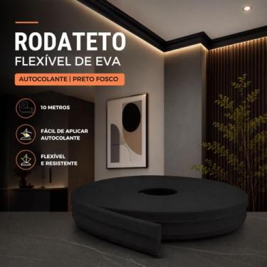Imagem de Rodateto Flexível de EVA Autocolante 5cm Preto Fosco RT34 10 Metros - 