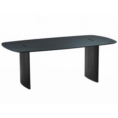 Imagem de Mesa de Jantar Pulsare 6 Retangular MDF 160CM Preto Base Dupla Eucalipto Ozki