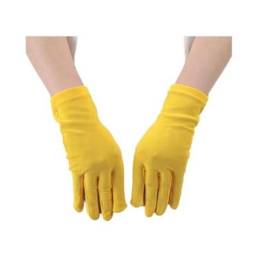 Imagem de Luvas Femininas Elásticas Com Proteção UV Para Dirigir, Pretas E Branc